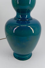 将图片加载到图库查看器,Importante lampe en porcelaine émaillée bleu craquelé – France, circa 1950
