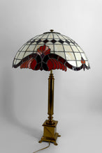 Загрузить изображение в средство просмотра галереи, Exceptionnelle lampe de table de style Tiffany – Bronze doré et vitrail opalescent – XXe siècle