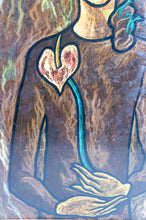 Загрузить изображение в средство просмотра галереи, Aurel Nedel, Jeune fille à la fleur, Huile sur panneau isorel, encadrée, Roumanie, vers 1960