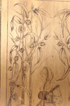 Загрузить изображение в средство просмотра галереи, Paire de Panneaux Pyrogravés, Les Saisons : Automne & Hiver, Art Nouveau, France, vers 1900