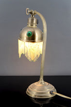 将图片加载到图库查看器,Lampe de table Art Nouveau en Laiton et Cabochons de Verre, Circa 1910