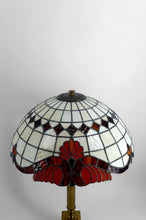 Загрузить изображение в средство просмотра галереи, Exceptionnelle lampe de table de style Tiffany – Bronze doré et vitrail opalescent – XXe siècle