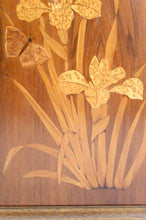 将图片加载到图库查看器,Armoire murale Art Nouveau en bois marqueté d'iris et de papillons, France, XXe