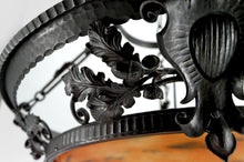 Load image into Gallery viewer, Lustre/Suspension en Fer Forgé et Pâte de Verre Soufflée, Attribué à Muller Frères Lunéville, Art Nouveau / Art Déco, France, circa 1900-1920