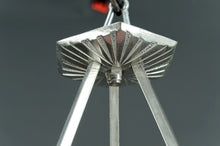 Load image into Gallery viewer, Suspension / Lustre / Vasque, Verre Pressé Moulé à Motif Floral, Monture en Bronze Argenté, Art Deco, France, Circa 1930