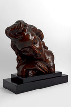 Загрузить изображение в средство просмотра галереи, Sculpture en bois sur socle– Buste de femme à la rose, Art Déco, vers 1930