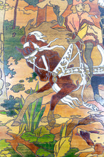 Загрузить изображение в средство просмотра галереи, Important Tableau Pyrogravé, Scène de Chasse Médiévale, France, Art Nouveau, Circa 1900