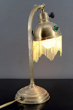 将图片加载到图库查看器,Lampe de table Art Nouveau en Laiton et Cabochons de Verre, Circa 1910