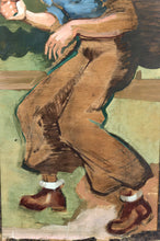 将图片加载到图库查看器,Huile sur panneau, Randonneur à la pipe, Michel Jamar, France, circa 1930-1940
