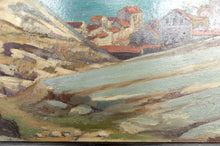 将图片加载到图库查看器,Peinture, Huile sur panneau, "Ville Côtière Méditerranéenne", France, Circa 1930