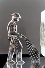 将图片加载到图库查看器,Rare Lampe en Bronze Chromé – "Soldat du Feu" – Art Déco Moderniste, Pologne, Circa 1950-1960