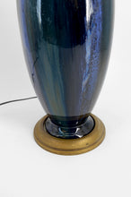 将图片加载到图库查看器,Lampe Art nouveau en grès à émaux grand feu et monture en bronze, vers 1900