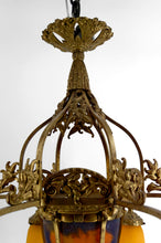 将图片加载到图库查看器,Important lustre en bronze doré et pâte de verre soufflée, Muller Frères Lunéville, France, vers 1920