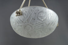 Load image into Gallery viewer, Lustre / Suspension / Vasque par Noverdy, Monture en Bronze Argenté, Art Deco, France, Circa 1930