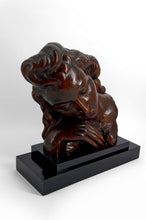 Загрузить изображение в средство просмотра галереи, Sculpture en bois sur socle– Buste de femme à la rose, Art Déco, vers 1930