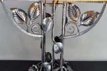 将图片加载到图库查看器,Lampe Art Déco exceptionnelle en fer forgé et pâte de verre – France, vers 1920