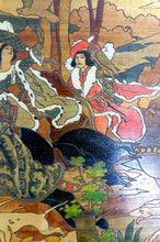 Загрузить изображение в средство просмотра галереи, Important Tableau Pyrogravé, Scène de Chasse Médiévale, France, Art Nouveau, Circa 1900