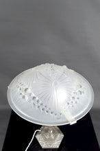 将图片加载到图库查看器,Lampe de table Art Déco en bronze nickelé et verrerie Schneider "Libellules" – France, vers 1930