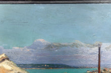 将图片加载到图库查看器,Peinture, Huile sur panneau, "Ville Côtière Méditerranéenne", France, Circa 1930