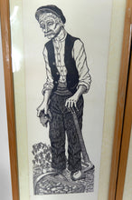 Загрузить изображение в средство просмотра галереи, Paire de Gravures Xylographes, "Couple de Paysans", France, Circa 1970