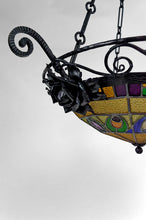 Load image into Gallery viewer, Lustre Art Déco en fer forgé par Augustin Louis Calmels, France, Circa 1920