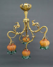 Load image into Gallery viewer, Lustre Art Nouveau en Bronze doré, France, Circa 1890