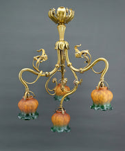 Load image into Gallery viewer, Lustre Art Nouveau en Bronze doré, France, Circa 1890