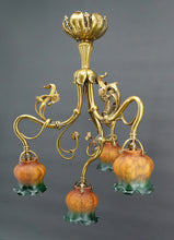 Load image into Gallery viewer, Lustre Art Nouveau en Bronze doré, France, Circa 1890
