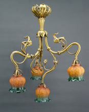 Load image into Gallery viewer, Lustre Art Nouveau en Bronze doré, France, Circa 1890