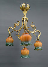 Load image into Gallery viewer, Lustre Art Nouveau en Bronze doré, France, Circa 1890