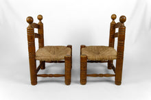 将图片加载到图库查看器,Paire de chaises basses paillées par Charles Dudouyt, circa 1940