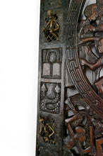 将图片加载到图库查看器,Porte africaine en bois sculpté et bronze de chef de village bamoun, Cameroun, début XXe