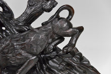 将图片加载到图库查看器,Grande sculpture Asiatique / Okimono au Lion et aux Corbeaux, Japon, ère Meiji, vers 1880