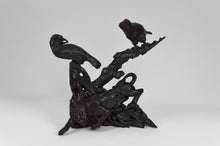 将图片加载到图库查看器,Grande sculpture Asiatique / Okimono au Lion et aux Corbeaux, Japon, ère Meiji, vers 1880