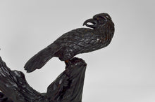 将图片加载到图库查看器,Grande sculpture Asiatique / Okimono au Lion et aux Corbeaux, Japon, ère Meiji, vers 1880