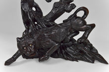 将图片加载到图库查看器,Grande sculpture Asiatique / Okimono au Lion et aux Corbeaux, Japon, ère Meiji, vers 1880