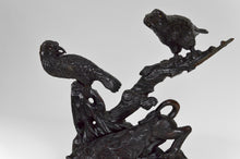 将图片加载到图库查看器,Grande sculpture Asiatique / Okimono au Lion et aux Corbeaux, Japon, ère Meiji, vers 1880