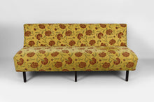 Charger l'image dans la galerie, Banquette à tissu floral jaune et rouge, France, circa 1960