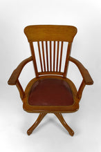 将图片加载到图库查看器,Fauteuil de bureau américain pivotant en chêne, avec assise en cuir, USA, Circa 1900