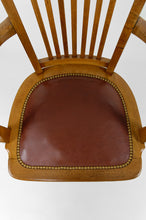 将图片加载到图库查看器,Fauteuil de bureau américain pivotant en chêne, avec assise en cuir, USA, Circa 1900