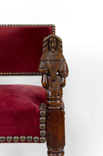 将图片加载到图库查看器,Fauteuil de style Louis XIII / Haute Epoque aux femmes sculptées sur les accotoirs