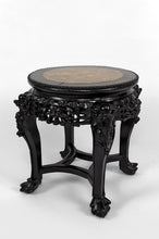 将图片加载到图库查看器,Sellette basse / table d'appoint Asiatique en bois sculpté de Démons, plateau en marbre, Indochine, Circa 1880