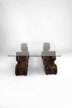 将图片加载到图库查看器,Table basse aux béliers en bois sculpté, Hollywood Regency, vers 1970