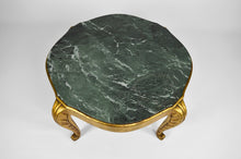 将图片加载到图库查看器,Table basse Maison Jansen dorée avec marbre vert, Art Déco Néoclassique, 1940s