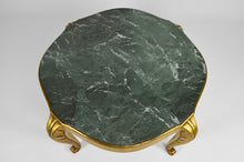 将图片加载到图库查看器,Table basse Maison Jansen dorée avec marbre vert, Art Déco Néoclassique, 1940s