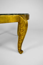 将图片加载到图库查看器,Table basse Maison Jansen dorée avec marbre vert, Art Déco Néoclassique, 1940s