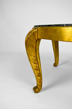 将图片加载到图库查看器,Table basse Maison Jansen dorée avec marbre vert, Art Déco Néoclassique, 1940s