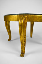 将图片加载到图库查看器,Table basse Maison Jansen dorée avec marbre vert, Art Déco Néoclassique, 1940s