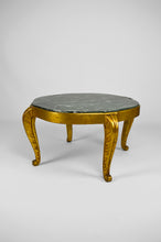 将图片加载到图库查看器,Table basse Maison Jansen dorée avec marbre vert, Art Déco Néoclassique, 1940s