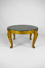 将图片加载到图库查看器,Table basse Maison Jansen dorée avec marbre vert, Art Déco Néoclassique, 1940s